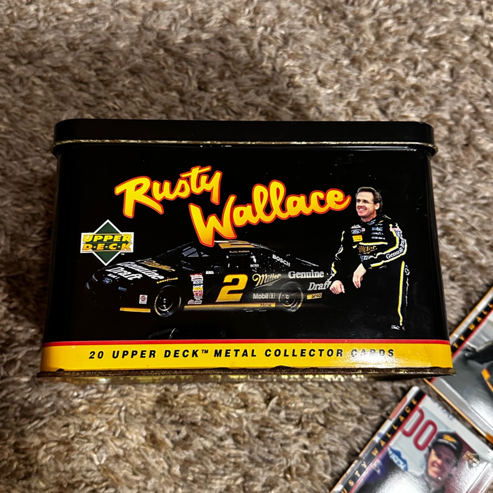 Rusty Wallace Upper Deck Metal Collector Cards Tin